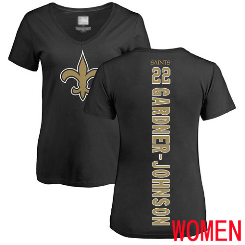 New Orleans Saints Black Women Chauncey Gardner Johnson Backer Slim Fit NFL Football #22 T Shirt